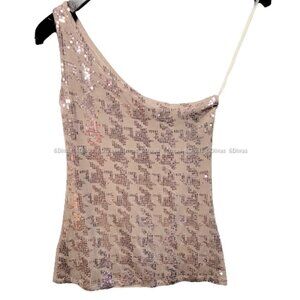 Taupe Color  One Shoulder Glitter Top Size M